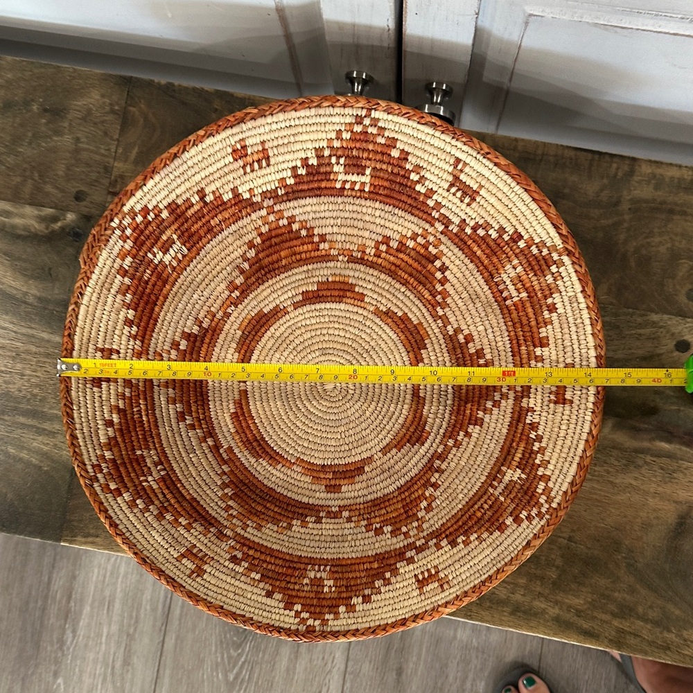 Handwoven Native American Tan and Brown Decorative Basket - Picture 3 of 4